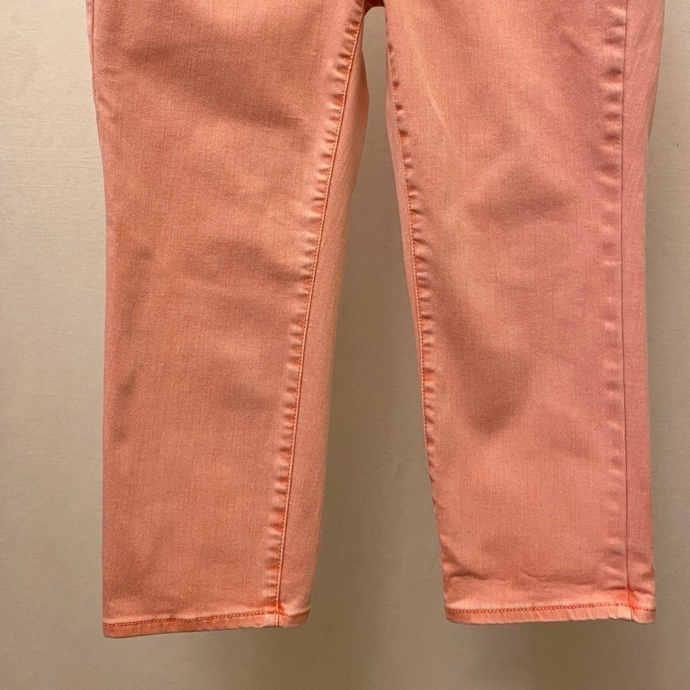 Talbots 6P Straight Crop Curvy Jeans Mid Rise Salmon Light Coral Pink Color - Picture 5 of 12